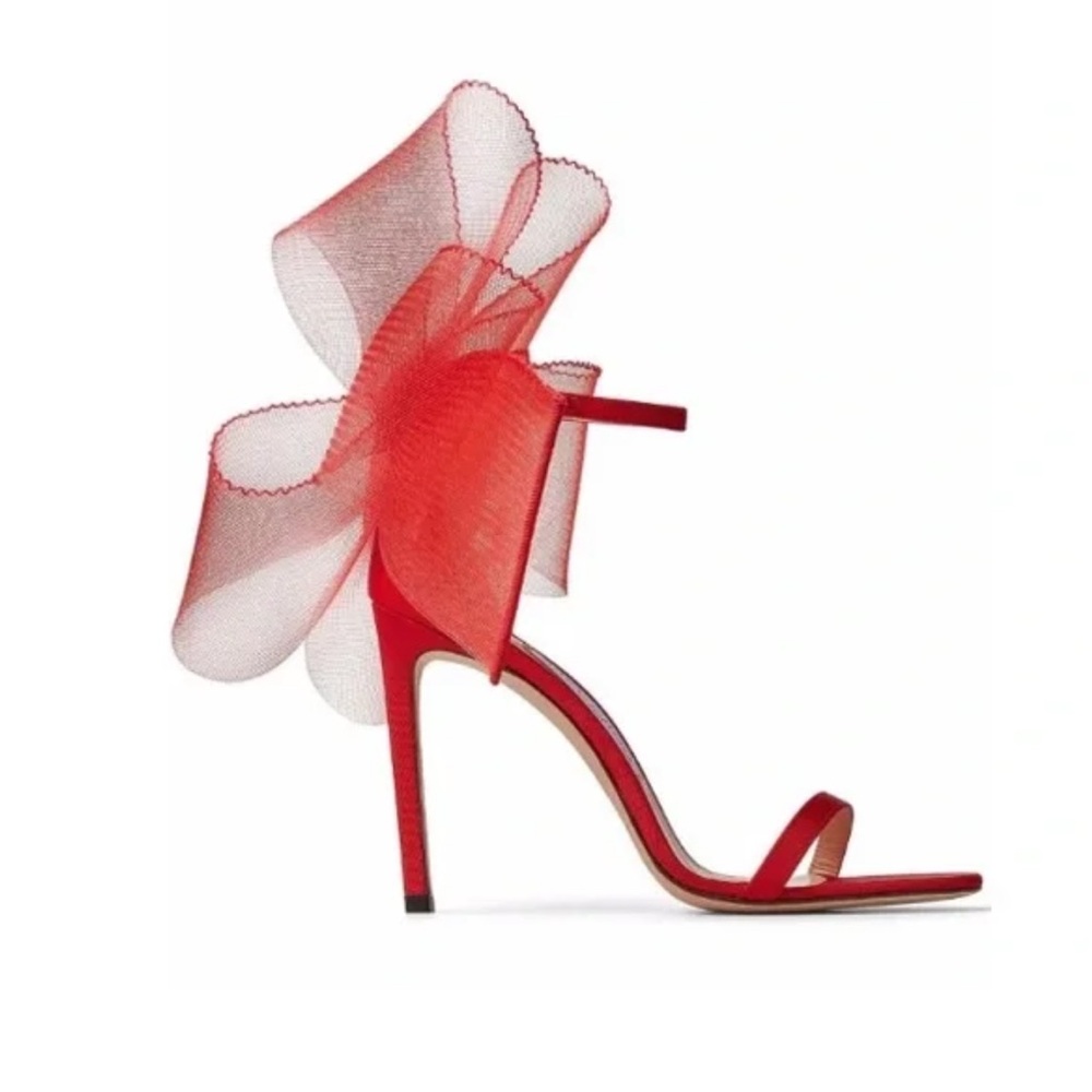 Jimmy Choo Red Ribbon Heels - Picture 2 of 4